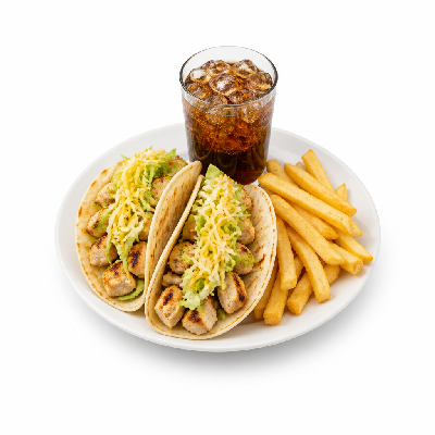 Del Taco 2 Grilled Chicken Tacos ( Fries & Drink)