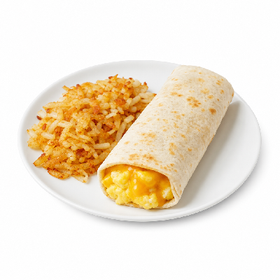 Del Taco Breakfast Egg & Cheese Burrito Meal ( Hashbrowns Drink)