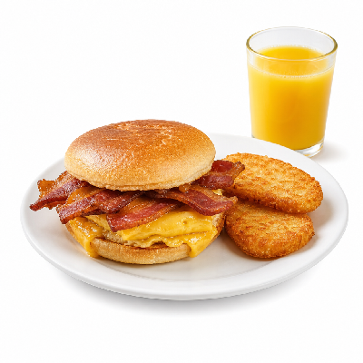 Del Taco Breakfast Half Pounder (Bacon) Combo ( Hashbowns & Drink)