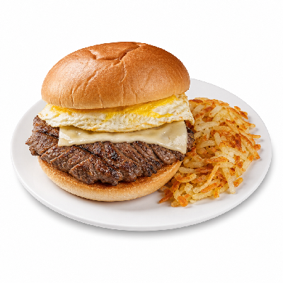 Del Taco Breakfast Half Pounder (Carne Asada Steak) Combo ( Hashbowns & Drink)
