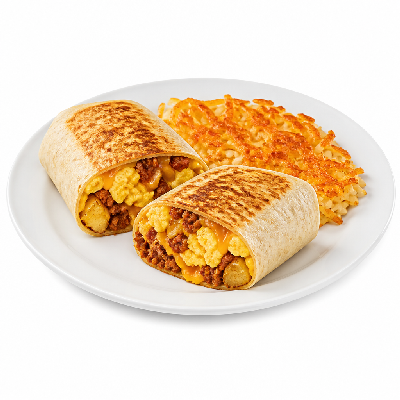 Del Taco Breakfast Half Pounder (Chorizo) Combo ( Hashbowns & Drink)