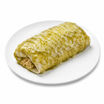 Del Taco Chicken Verde Wet Burrito Plato
