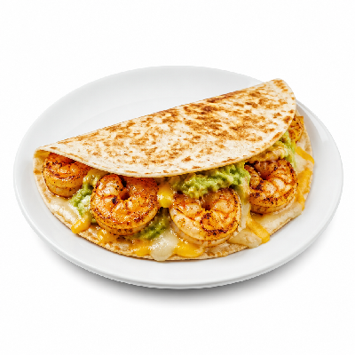 Del Taco Crispy Jumbo Shrimp Stuffed Quesadilla Taco Guac'd Up
