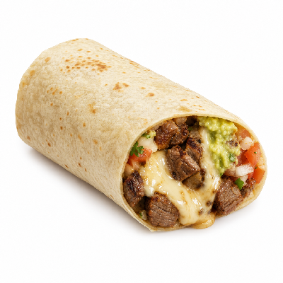 Del Taco Loaded Queso Carne Asada Steak Burrito