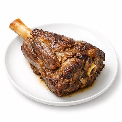 Lamb domestic foreshank separable lean and fat trimmed to 1/8" cooked braised