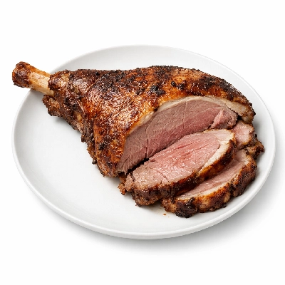 Lamb domestic leg whole shank and sirloin separable lean only trimmed to 1/4" fat choice cooked roasted