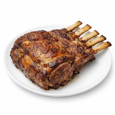 Lamb domestic rib separable lean and fat trimmed to 1/4" choice cooked roasted
