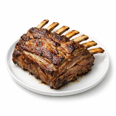 Lamb domestic rib separable lean and fat trimmed to 1/8" choice cooked roasted