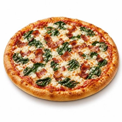 Domino's 12 Inch Handmade Pan Pizza with Robust Sauce Mozzarella Cheese Feta Spinach and Bacon