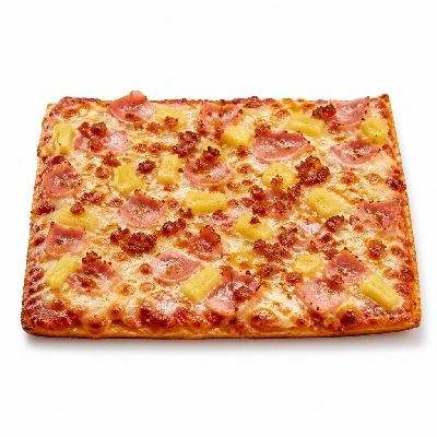 Domino's 14 Inch Pizza Crispy Thin Crust Ham Bacon Crumble Pineapple Square Cut Slices