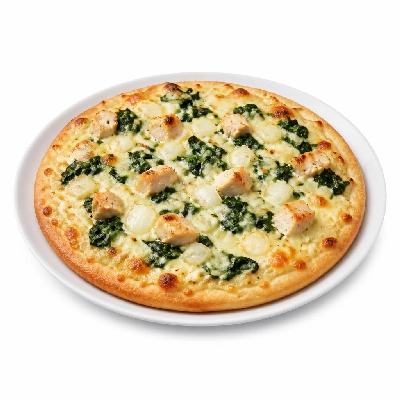 Domino's Small Gluten Free with Onions Parmesan Premium Chicken Spinach and Alfredo Sauce Pizza