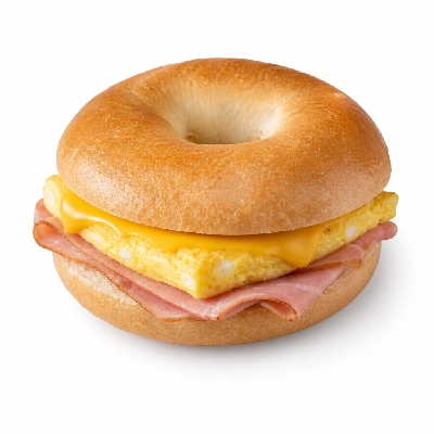 Dunkin' Donuts Breakfast Sandwiches Ham Egg & Cheese on a Plain Bagel