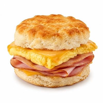 Dunkin' Donuts Breakfast Sandwiches Ham Egg & Cheese on Biscuit