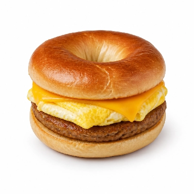 Dunkin' Donuts Breakfast Sandwiches Sausage Egg & Cheese on a Plain Bagel