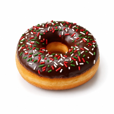 Dunkin' Donuts Chocolate Iced Donut with Holiday Sprinkles