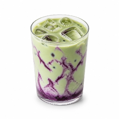 Dunkin' Donuts Iced Blueberry Matcha Latte with Skim Milk Medium