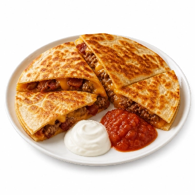East Coast Wings + Grill Bacon Cheeseburger Quesadilla with Sour Cream and Salsa