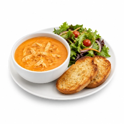 East Coast Wings + Grill Buffalo Chicken Soup House Salad No Dressing and Texas Toast