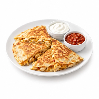 East Coast Wings + Grill Chicken Quesadilla with Sour Cream and Salsa