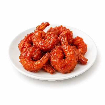 East Coast Wings + Grill Large Buffalo Shrimp Breaded X-Hot with Toast & Veggies