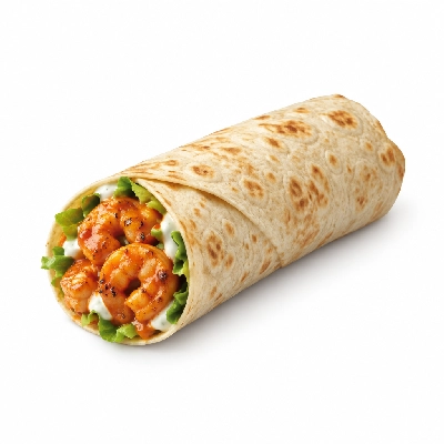 East Coast Wings + Grill Shrimp Buffalo Wrap Grilled with Flour Tortilla Mild