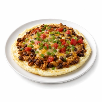 Egg Harbor Cafe House Made Black Bean Chicken Chili Melted Jack & Cheddar Cheeses Tomato and Green Onion Cage Free Egg White Omelette