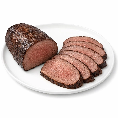 Elk free range roast eye of round cooked (shoshone bannock)