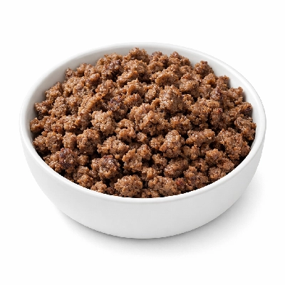 Emu ground cooked pan-broiled