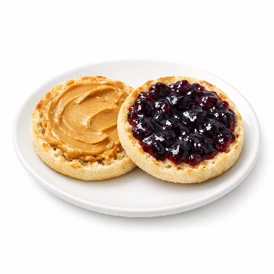English Muffin with Peanut Butter and Jelly