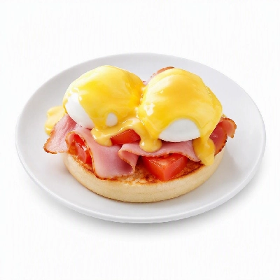 First Watch Breakfast Brunch Eggs-Clusives Eggs Benedict Ham and Tomatoes Butter for English Muffin