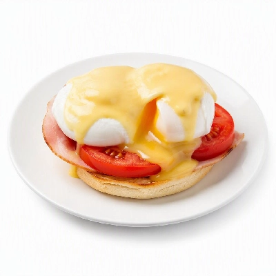 First Watch Breakfast Brunch Eggs-Clusives Eggs Benedict Ham and Tomatoes Poached Eggs