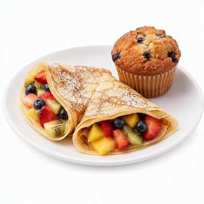 First Watch Breakfast Brunch the Healthier Side Fresh Fruit Crepes Blueberry Muffin