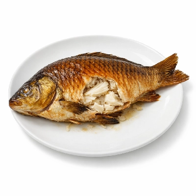 Fish carp cooked dry heat