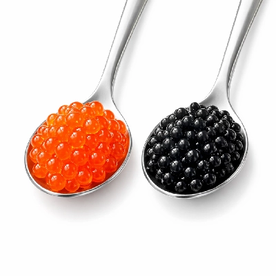 Fish caviar black and red granular