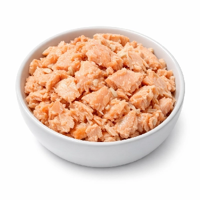 Fish salmon chum canned without salt drained solids with bone