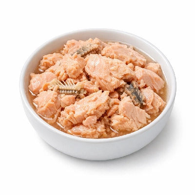 Fish salmon pink canned without salt solids with bone and liquid