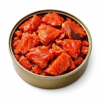 Fish salmon red (sockeye) canned smoked by Alaska Native