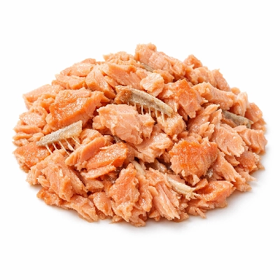 Fish salmon sockeye canned without salt drained solids with bone