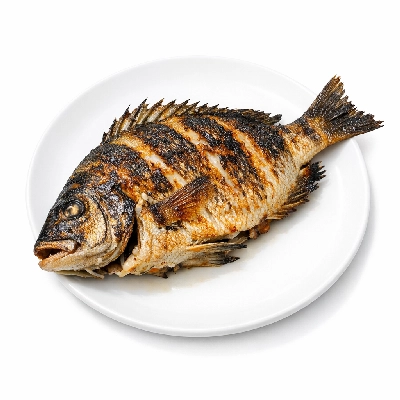 Fish sheepshead cooked dry heat