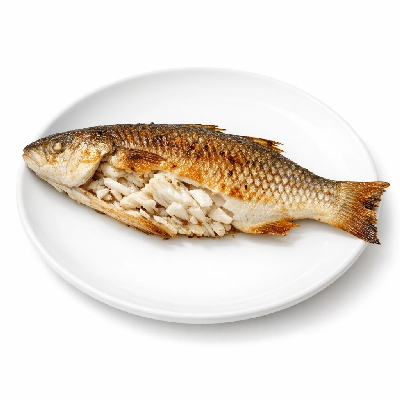 Fish mullet striped cooked dry heat