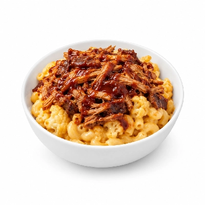 Fit AF Lean BBQ Pulled Pork Cauliflower Mac & Cheese