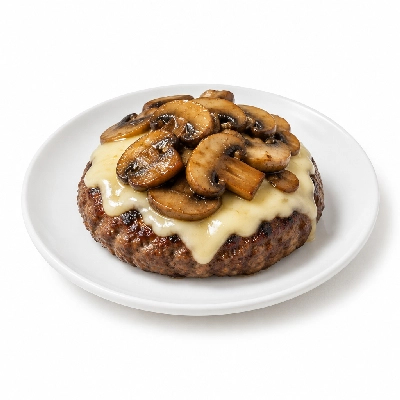 Fit AF Lean BBQ Smoked Gouda Grass-Fed Burger with Garlic Button Mushrooms
