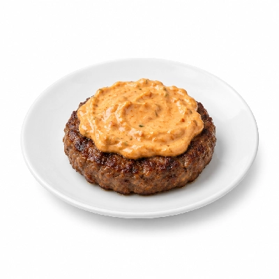 Fit AF Lean Bunless Grass-Fed Bison Burger with Harissa Avocado Mayo