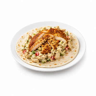 Fit AF Lean Cajun Chicken Salad on Low Carb Tortilla