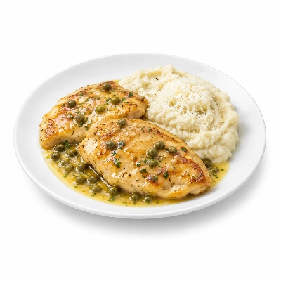 Fit AF Lean Chicken Piccata with Garlic Parmesan Cauliflower Mash