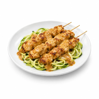 Fit AF Lean Chicken Satay with Peanut-Coconut Thai Sauce Over Zoodles