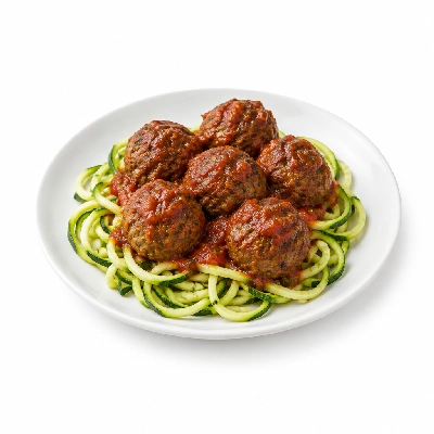 Fit AF Lean Free-Range Bison Italian Meatballs Over Zucchini Noodles
