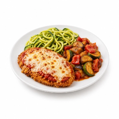 Fit AF Lean Free-Range Chicken Parm with Zucchini Noodles & Ratatouille