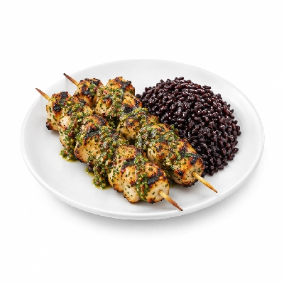 Fit AF Lean Grilled Chimichurri Chicken Skewers with Forbidden Rice