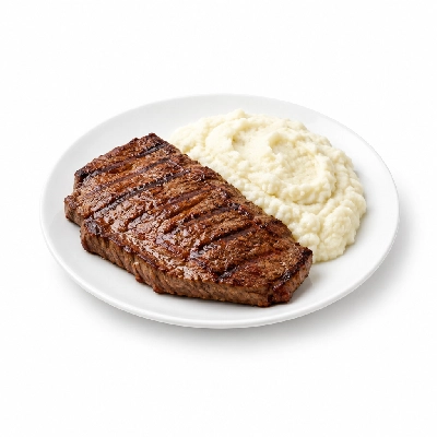 Fit AF Lean Grilled Grass-Fed Flank Steak with Roasted Garlic Mashed Cauliflower